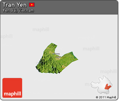 Satellite 3D Map of Tran Yen, single color outside