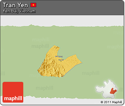 Savanna Style 3D Map of Tran Yen, single color outside