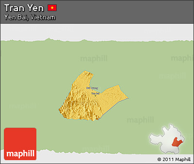 Savanna Style 3D Map of Tran Yen, single color outside