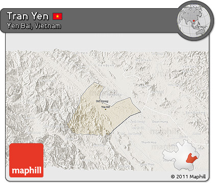 Shaded Relief 3D Map of Tran Yen, lighten