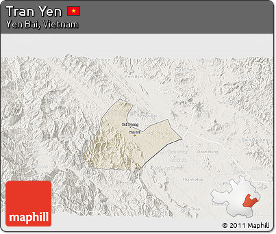 Shaded Relief 3D Map of Tran Yen, lighten