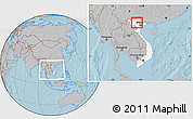 Gray Location Map of Tran Yen, highlighted country, within the entire country, hill shading