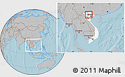 Gray Location Map of Tran Yen, highlighted country, highlighted parent region, within the entire country, hill shading