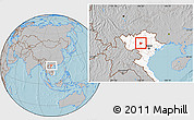Gray Location Map of Tran Yen, highlighted country, hill shading