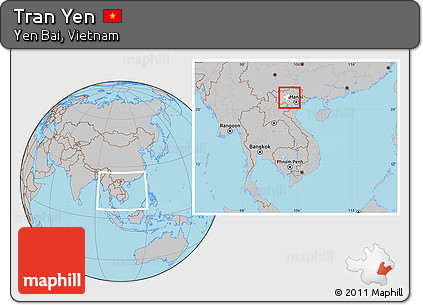 Gray Location Map of Tran Yen, highlighted parent region, within the entire country
