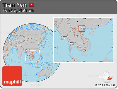 Gray Location Map of Tran Yen, highlighted parent region, within the entire country