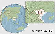 Savanna Style Location Map of Tran Yen, highlighted country, hill shading