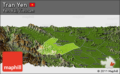 Physical Panoramic Map of Tran Yen, darken