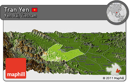 Physical Panoramic Map of Tran Yen, darken