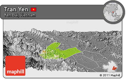 Physical Panoramic Map of Tran Yen, desaturated