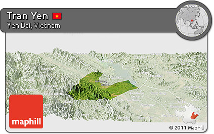 Satellite Panoramic Map of Tran Yen, lighten