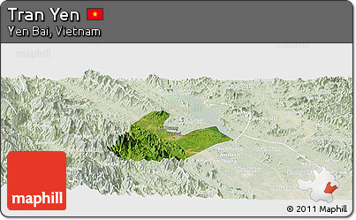 Satellite Panoramic Map of Tran Yen, lighten