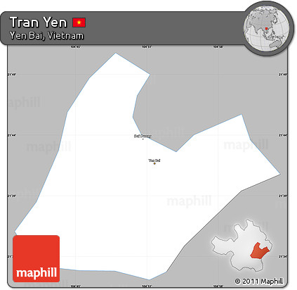 Gray Simple Map of Tran Yen, single color outside