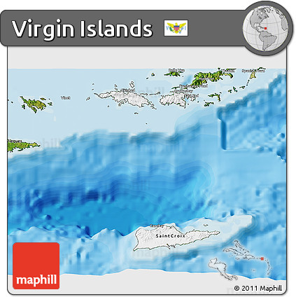 Flag 3D Map of Virgin Islands, satellite outside, bathymetry sea