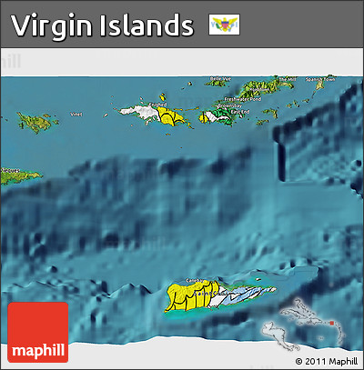 Flag 3D Map of Virgin Islands, satellite outside, flag aligned to the middle