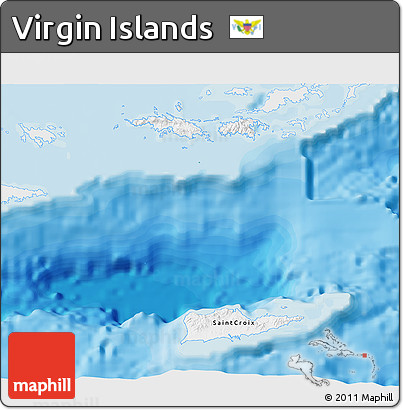 Flag 3D Map of Virgin Islands, single color outside, bathymetry sea, shaded relief sea