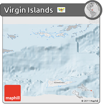 Gray 3D Map of Virgin Islands, single color outside