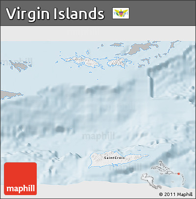 Gray 3D Map of Virgin Islands, single color outside