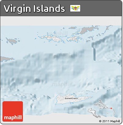 Gray 3D Map of Virgin Islands, single color outside