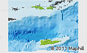 Physical 3D Map of Virgin Islands, darken, desaturated, land only