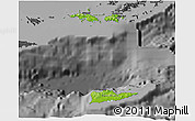 Physical 3D Map of Virgin Islands, darken, desaturated