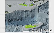 Physical 3D Map of Virgin Islands, darken, semi-desaturated
