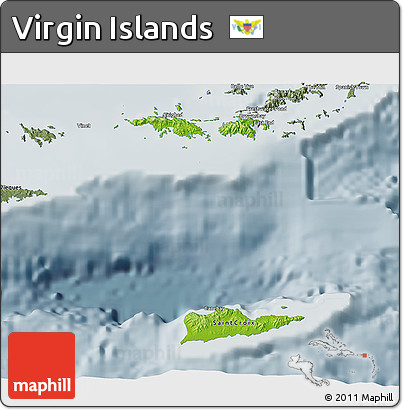 Physical 3D Map of Virgin Islands, semi-desaturated