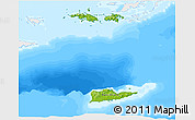 Physical 3D Map of Virgin Islands, single color outside, bathymetry sea