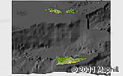 Satellite 3D Map of Virgin Islands, darken, desaturated