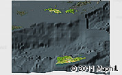 Satellite 3D Map of Virgin Islands, darken, semi-desaturated
