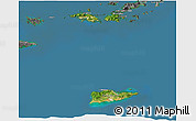 Satellite 3D Map of Virgin Islands, desaturated, land only