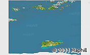 Satellite 3D Map of Virgin Islands, lighten, desaturated, land only