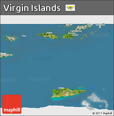 Satellite 3D Map of Virgin Islands, lighten, semi-desaturated, land only