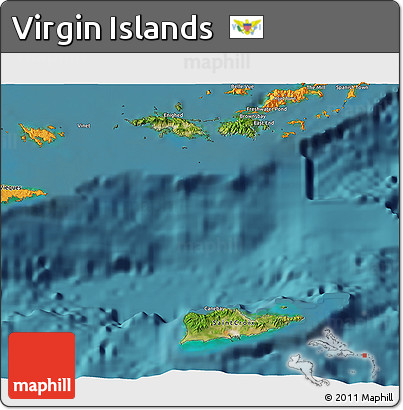 Satellite 3D Map of Virgin Islands, political outside, satellite sea