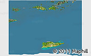 Satellite 3D Map of Virgin Islands, semi-desaturated, land only