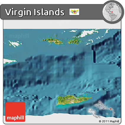 Satellite 3D Map of Virgin Islands, single color outside