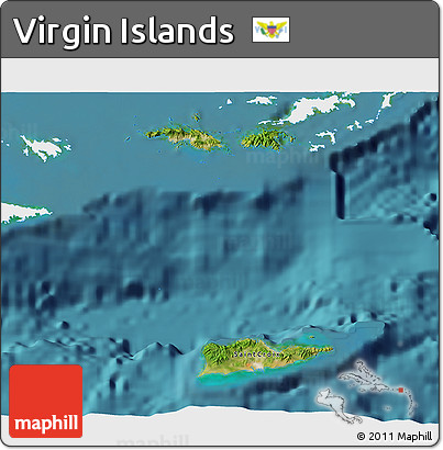Satellite 3D Map of Virgin Islands, single color outside