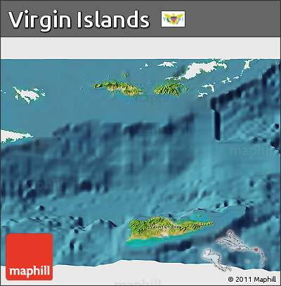 Satellite 3D Map of Virgin Islands, single color outside