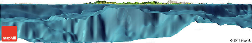 Satellite Horizon Map of Virgin Islands, shaded relief outside, satellite sea