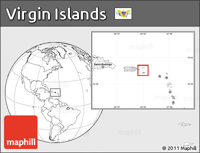 Gray Location Map of Virgin Islands, blank outside, hill shading inside