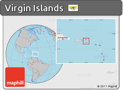 Gray Location Map of Virgin Islands, highlighted continent