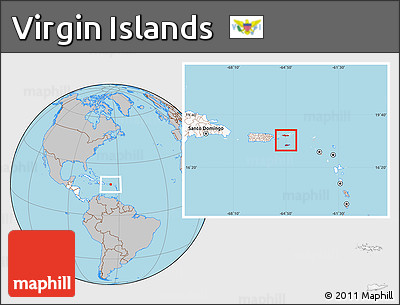 Gray Location Map of Virgin Islands, highlighted continent