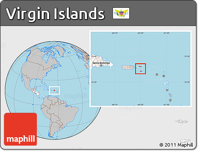 Gray Location Map of Virgin Islands, highlighted continent