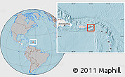 Gray Location Map of Virgin Islands, highlighted continent, hill shading