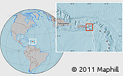 Gray Location Map of Virgin Islands, hill shading