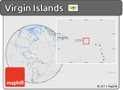 Gray Location Map of Virgin Islands, lighten, desaturated