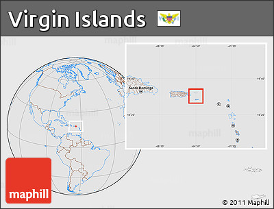 Gray Location Map of Virgin Islands, lighten, desaturated