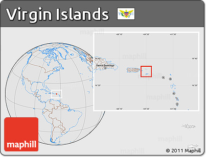 Gray Location Map of Virgin Islands, lighten, desaturated