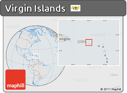 Gray Location Map of Virgin Islands, lighten, semi-desaturated