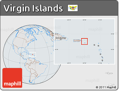 Gray Location Map of Virgin Islands, lighten, semi-desaturated
